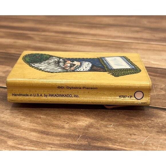 INKADINKADO 6797-P SANTA STOCKING WOOD RUBBER STAMP CHRISTMAS BY DYKSTRA PIERSON - Picture 3 of 4